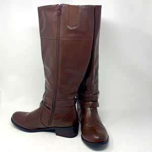 AZ Denver Dk Brown Boots size 8.5 Arizona Jean Co Knee Boots Zip Buckles